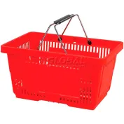 VersaCart ® Red Plastic Shopping Basket 28 Liter w/ Plastic Grips Wire Handle, Pack Qty of 12